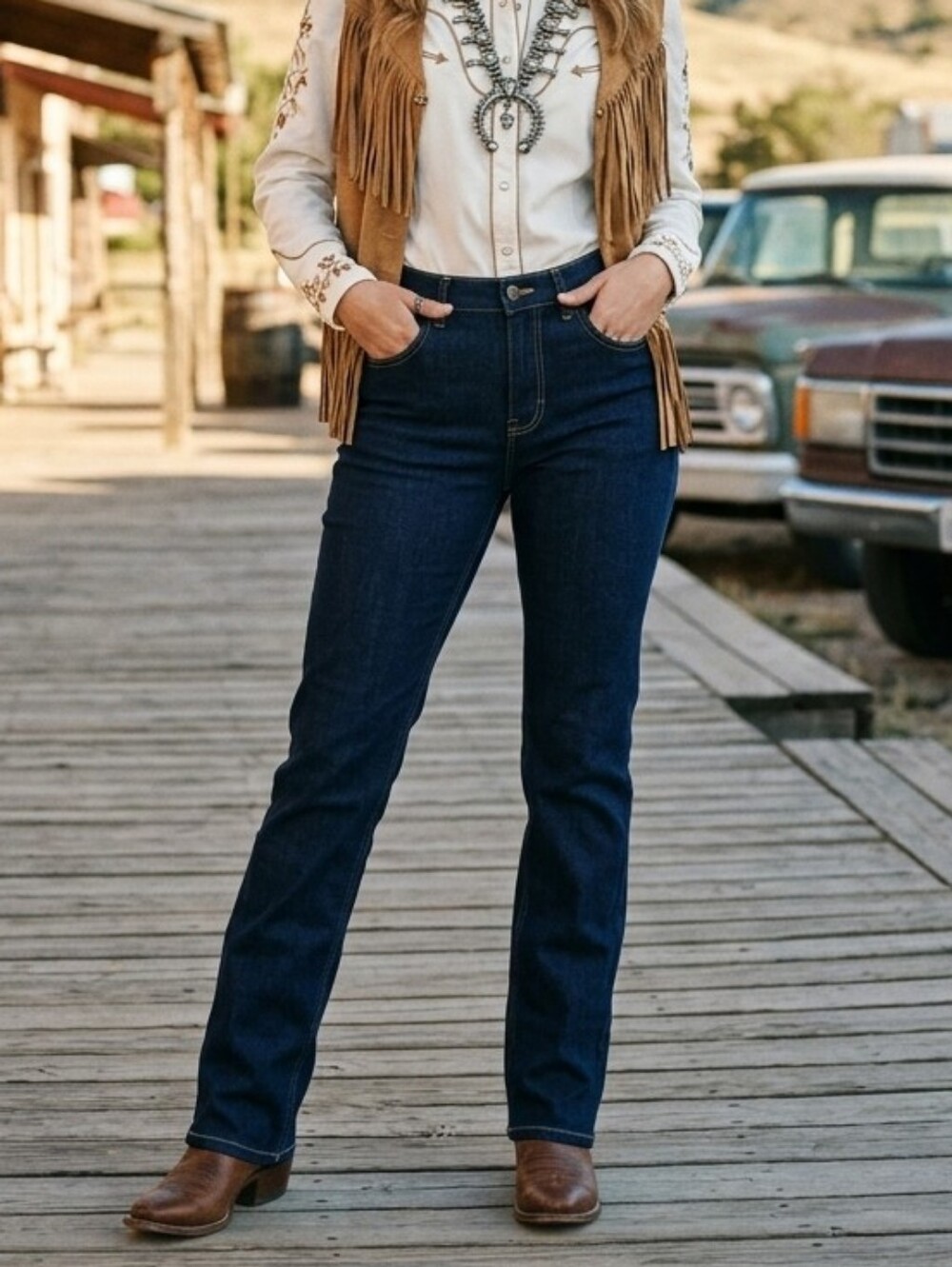 Tecovas Stovepipe Midrise Dark Denim Jeans Womens Suze 30x31 New Western Rodeo